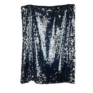 Paillette Sequin Pencil Skirt Gunmetal Silver 8